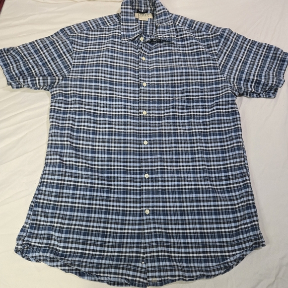 J. CREW 💯 Cotton Blue Plaid Men's Button Up Short Sleeve Shirt - Picture 1 of 9
